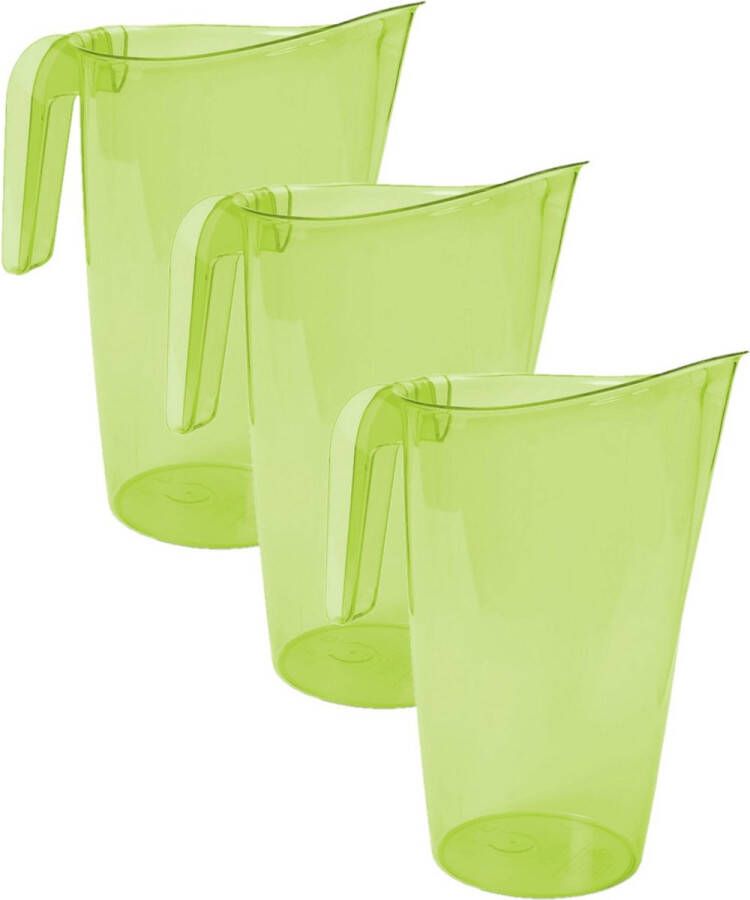 Hega hogar 3x stuks waterkan sapkan transparant groen met een inhoud van 1.75 liter kunststof met handvat en schenktuit