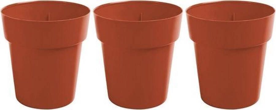 Hega hogar 3x Terracotta ronde plantenpotten bloempotten Melisa 20 cm kunststof Onbreekbare plantenbakken bloembakken Tuin decoraties