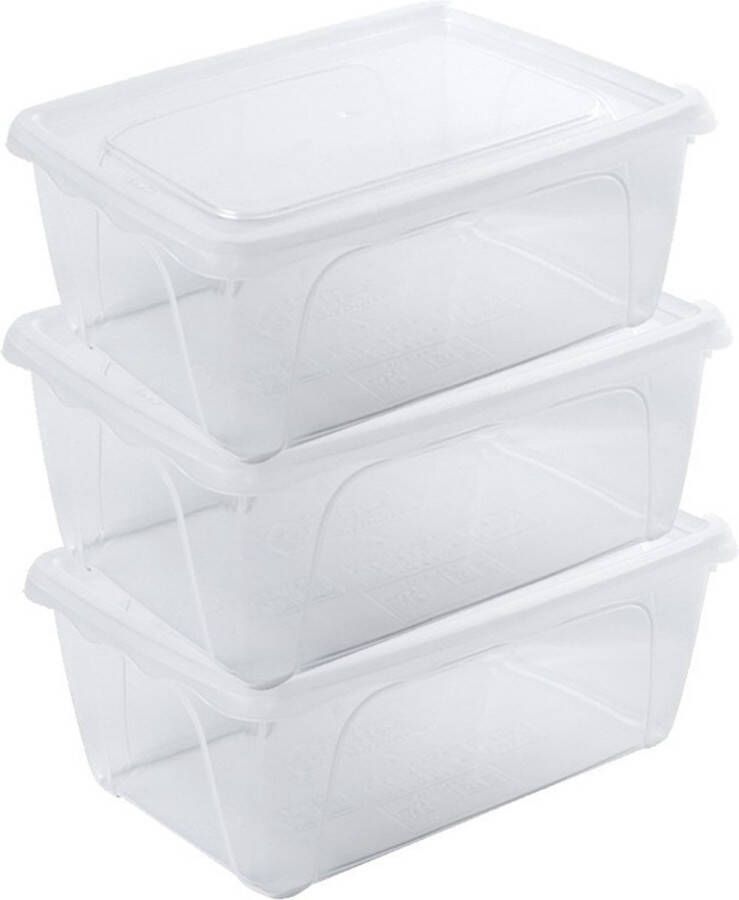 Hega hogar 3x Voorraad vershoudbakjes hoog diep 0 5 liter transparant plastic kunststof 15 x 10 x 6 cm Vienna Vershouddoos bakje Mealprep Maaltijden bewaren