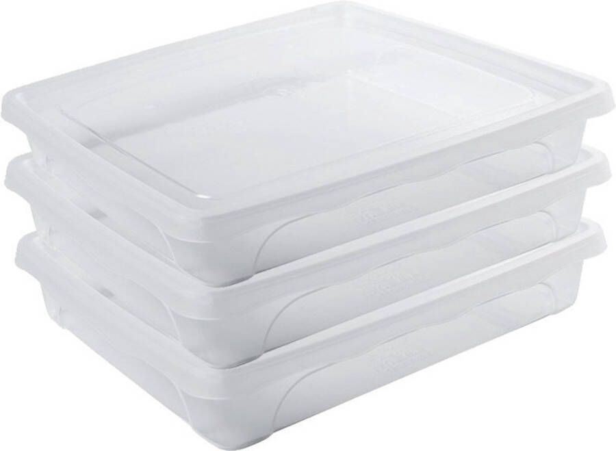 Hega hogar 3x Voorraad vershoudbakjes laag 1 5 liter transparant plastic kunststof 24 x 20 x 5 cm Vienna Vershouddoos bakje Mealprep Maaltijden bewaren