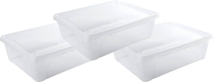 Hega hogar 3x Voorraad vershoudbakjes laag 2 5 liter transparant plastic kunststof 24 x 20 x 8 cm Vienna Vershouddoos bakjes Mealprep Maaltijden bewaren