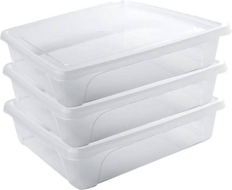 Hega hogar 3x Voorraad vershoudbakjes laag 2 liter transparant plastic kunststof 24 x 20 x 6 cm Vienna Vershouddoos bakje Mealprep Maaltijden bewaren