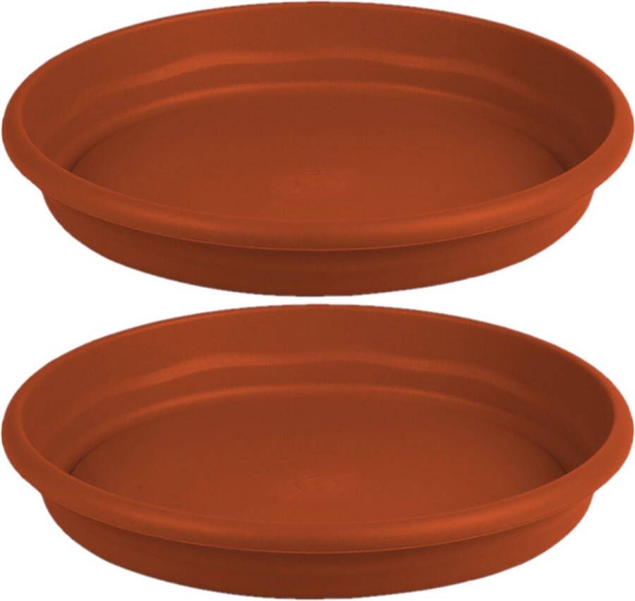 Hega hogar 4x stuks bloempot plantenpot terra cotta onderschaal opvangbord kunststof diameter 29 cm.