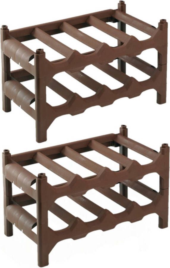 Hega hogar 4x stuks kunststof wijnfles rekken flessenrekken 41 x 24 x 24 cm voor 8 flessen Wijnrekken