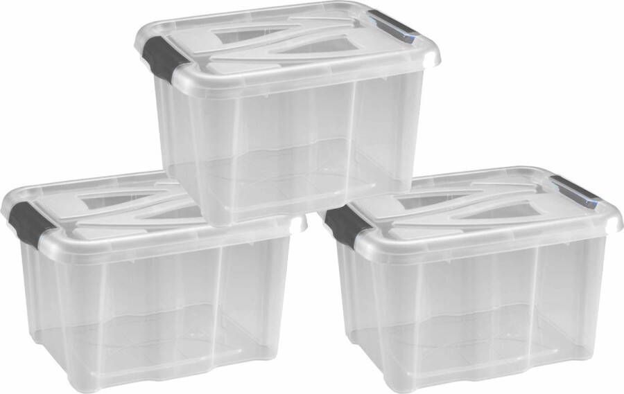 Hega hogar 4x Stuks opberg boxen opbergdozen 17 liter 40 x 32 x 23 cm kunststof Opslagboxen Opbergbakken kunststof transparant blauw