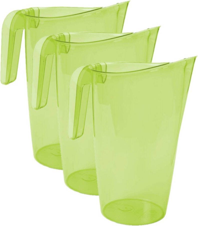 Hega hogar 4x stuks waterkan sapkan transparant groen met een inhoud van 1.75 liter kunststof met handvat en schenktuit