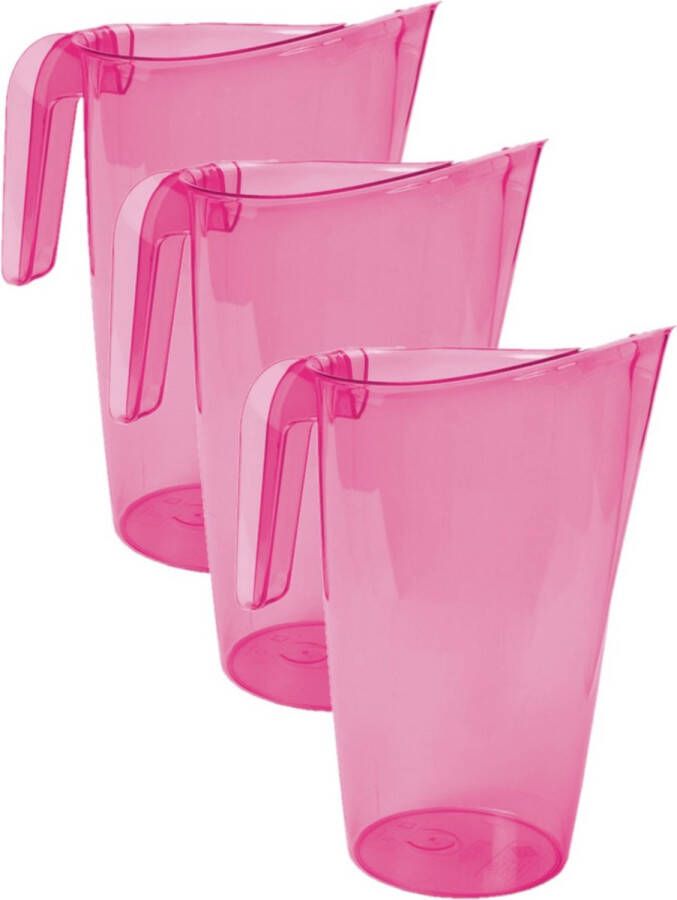 Hega hogar 4x stuks waterkan sapkan transparant roze met een inhoud van 1.75 liter kunststof met handvat en schenktuit