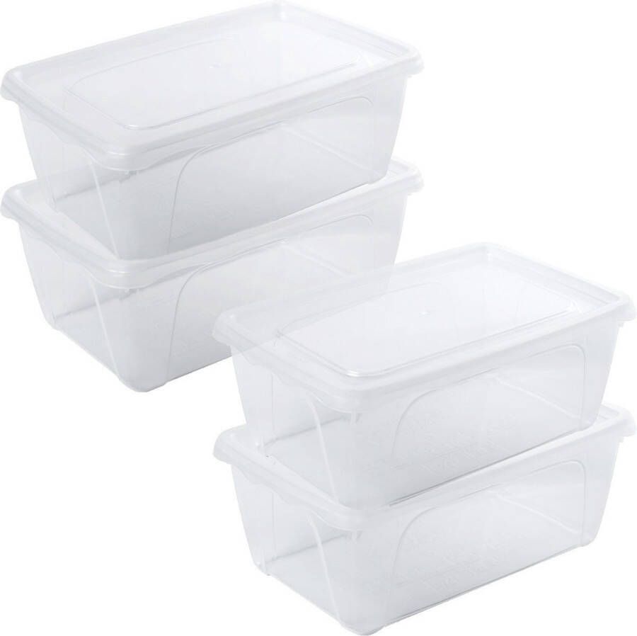 Hega hogar 4x Voorraad vershoudbakjes hoog diep 0 5 en 1 liter transparant plastic kunststof 15 x 10 x 6 cm 18 x 12 x 7 cm Vienna Vershouddoos bakje Mealprep Maaltijden bewaren