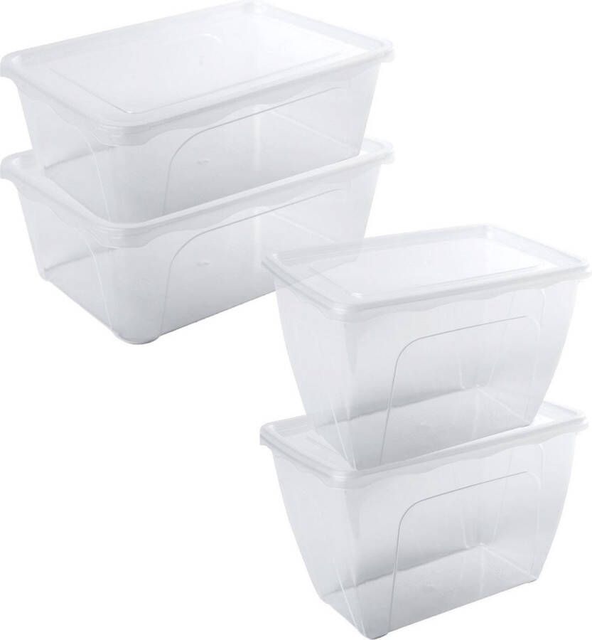 Hega hogar 4x Voorraad vershoudbakjes hoog diep 1 5 en 2 liter transparant plastic kunststof 18 x 12 x 12 cm 22 x 15 x 8 cm Vienna Vershouddoos bakje Mealprep Maaltijden bewaren