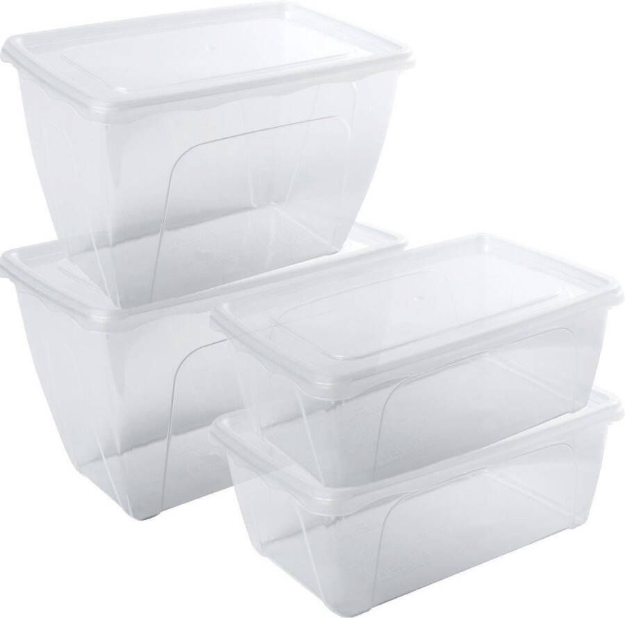 Hega hogar 4x Voorraad vershoudbakjes hoog diep 1 en 1 5 liter transparant plastic kunststof 18 x 12 x 7 cm 18 x 12 x 12 cm Vienna Vershouddoos bakje Mealprep Maaltijden bewaren