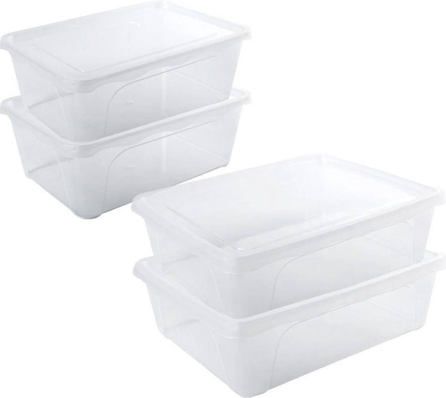 Hega hogar 4x Voorraad vershoudbakjes hoog diep 2 en laag 2 5 liter transparant plastic kunststof 22 x 15 x 8 cm 24 x 20 x 8 cm Vienna Vershouddoos bakje Mealprep Maaltijden bewaren