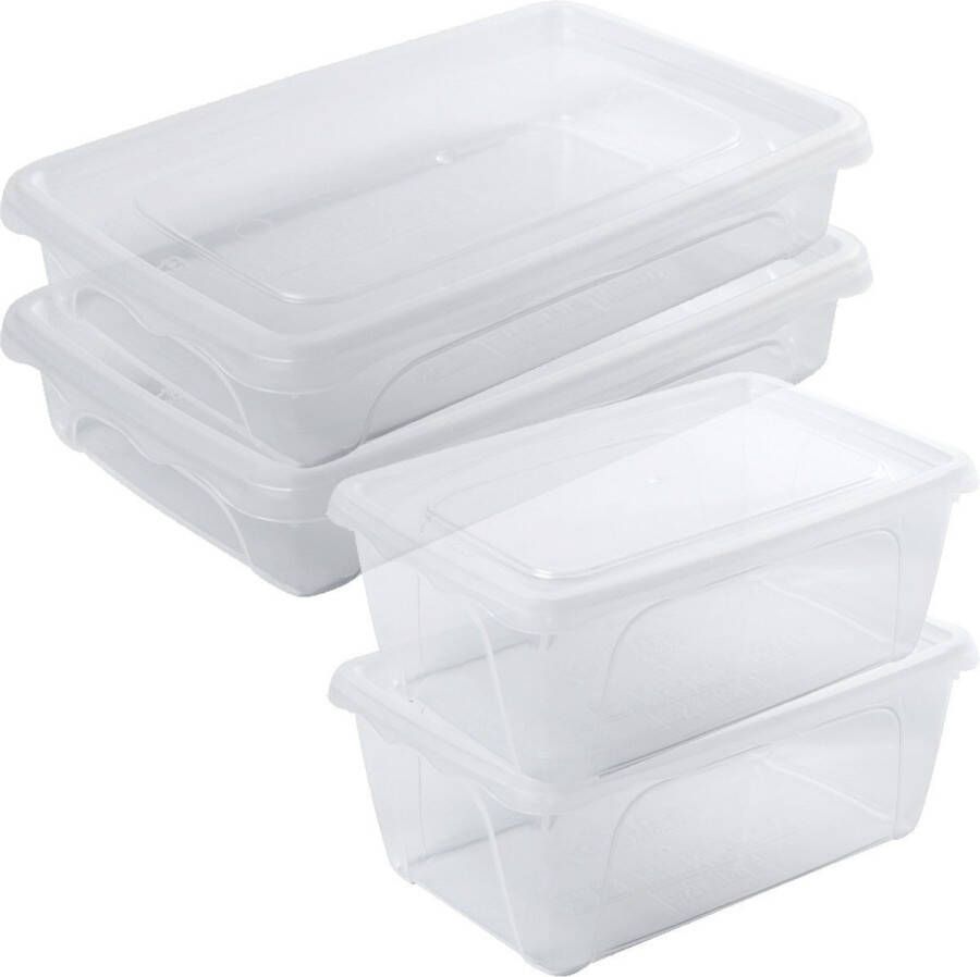 Hega hogar 4x Voorraad vershoudbakjes hoog diep en laag 0 5 liter transparant plastic kunststof 15 x 10 x 6 cm 18 x 12 x 4 cm Vienna Vershouddoos bakje Mealprep Maaltijden bewaren