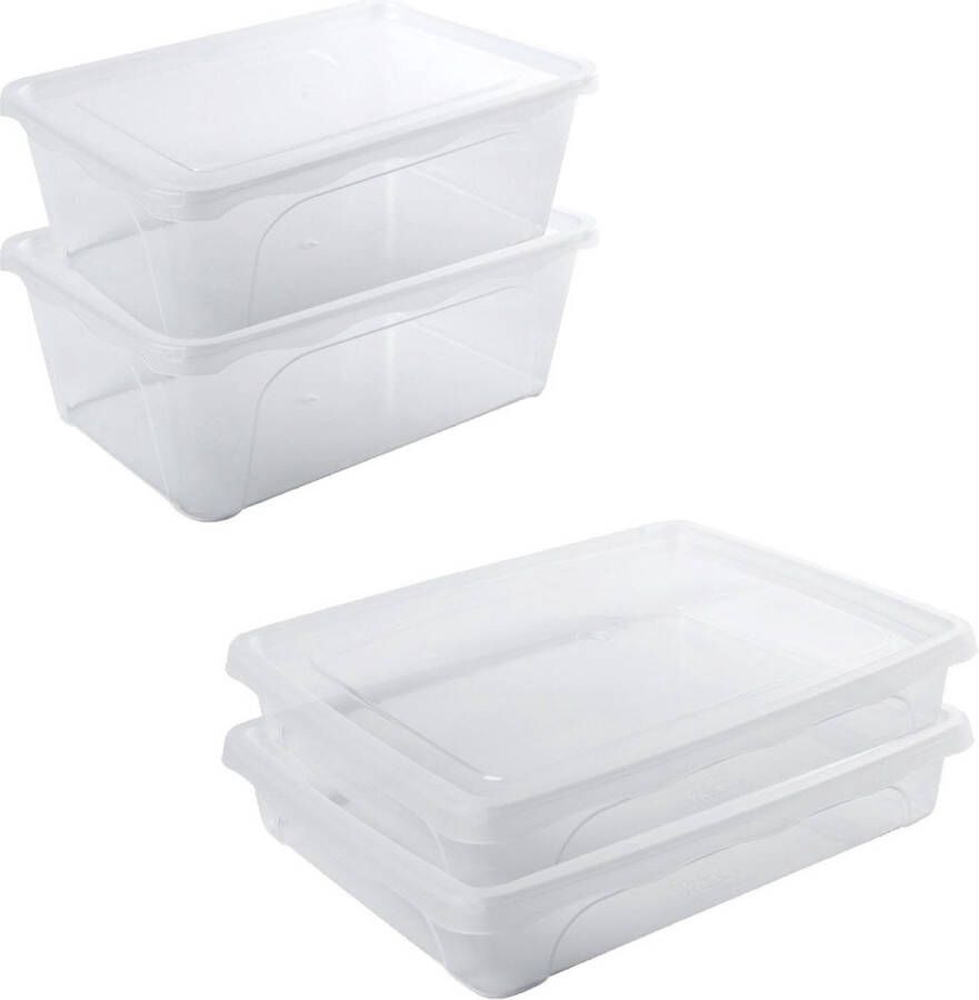 Hega hogar 4x Voorraad vershoudbakjes laag 1 5 en hoog diep 2 liter transparant plastic kunststof 22 x 15 x 8 cm 22 x 15 x 8 cm Vienna Vershouddoos bakje Mealprep Maaltijden bewaren