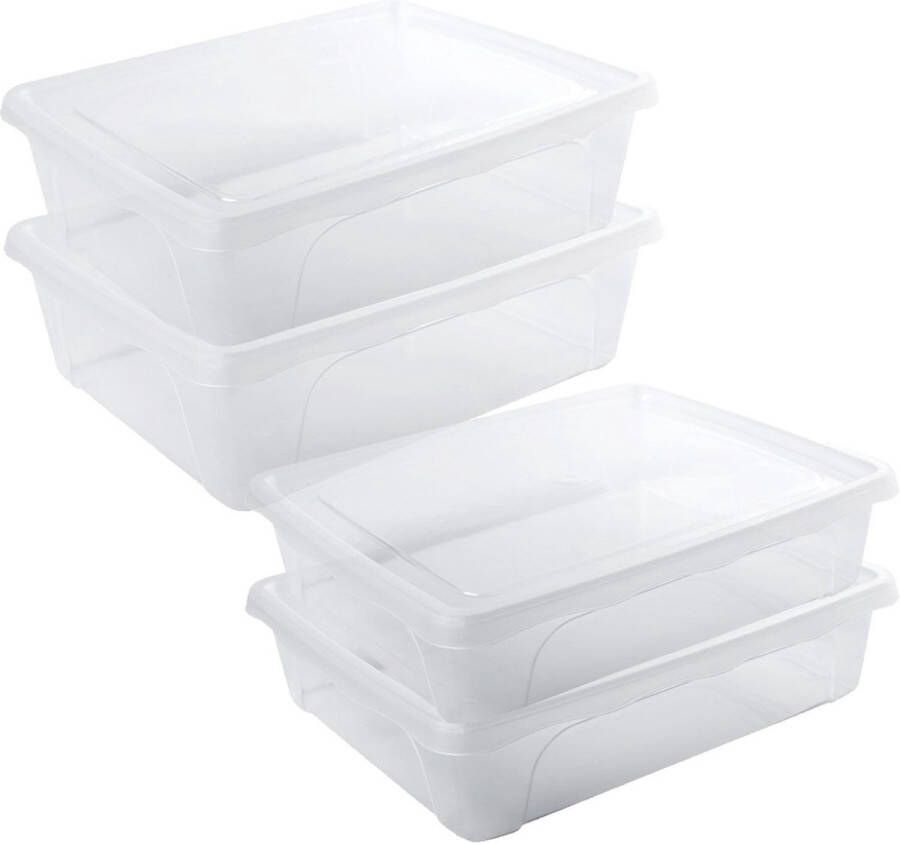 Hega hogar 4x Voorraad vershoudbakjes laag 2 en 2 5 liter transparant plastic kunststof 24 x 20 x 6 cm 24 x 20 x 8 cm Vienna Vershouddoos bakje Mealprep Maaltijden bewaren