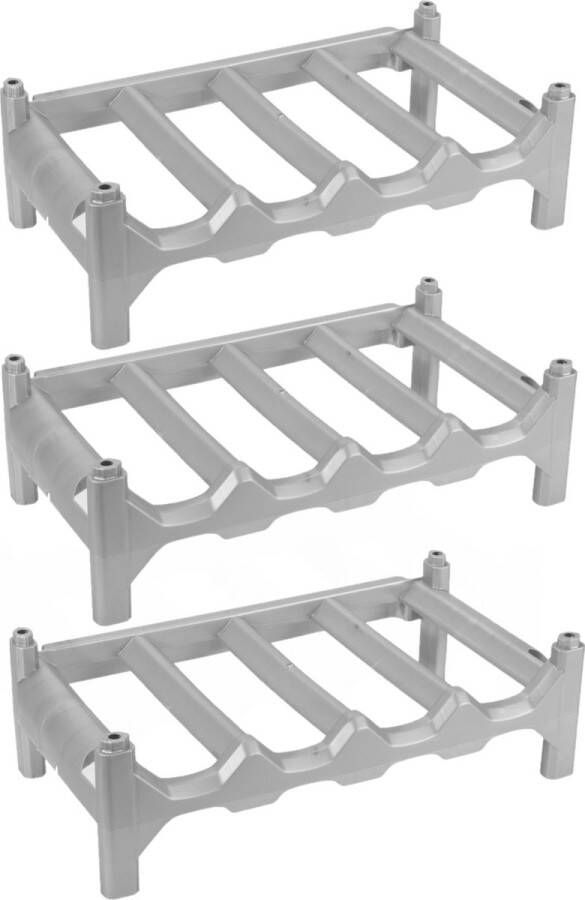 Hega hogar 5x stuks kunststof wijnfles rekken flessenrekken 41 x 24 x 13 cm voor 4 flessen Wijnrekken