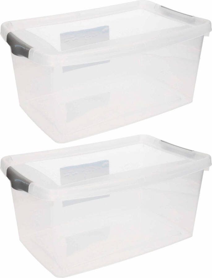 Hega hogar 5x Stuks opberg boxen opbergdozen 9 liter 37 x 24 x 16 cm kunststof Opslagboxen Opbergbakken kunststof transparant blauw