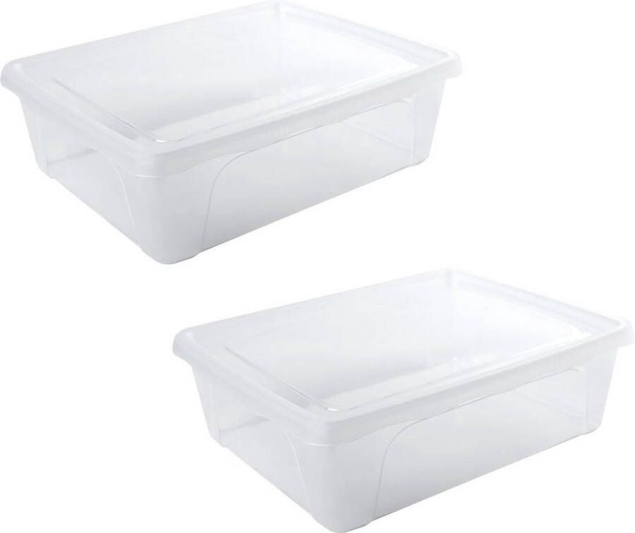 Hega hogar 6x stuks Voorraad vershoudbakjes laag 2 5 liter transparant plastic kunststof 24 x 20 x 8 cm Vienna Vershouddoos bakje Mealprep Maaltijden bewaren