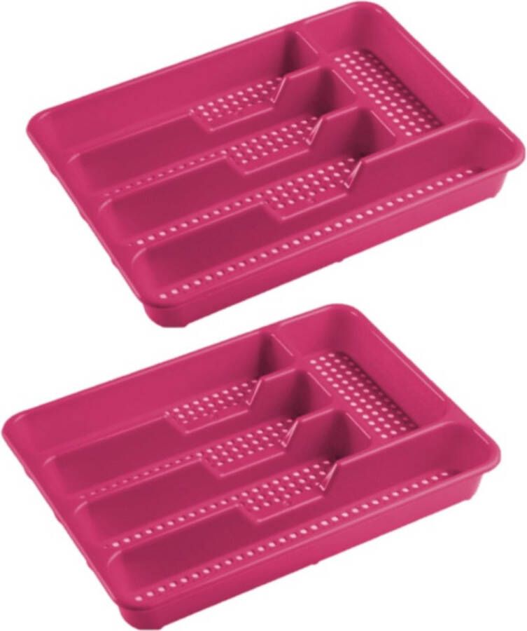 Hega hogar Bestekbak bestekhouders 5-vaks fuchsia roze 34 x 25 x 4 cm Keuken opberg accessoires