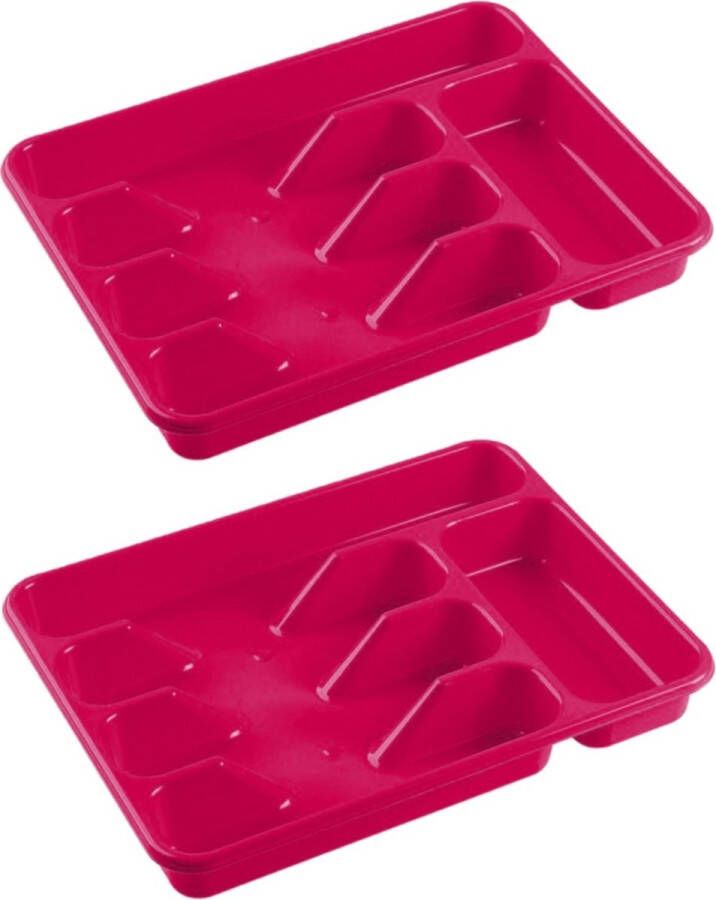 Hega hogar Bestekbak bestekhouders 5-vaks fuchsia roze 34 x 26 x 5 cm Keuken opberg accessoires