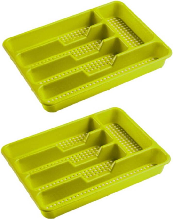 Hega hogar Bestekbak bestekhouders 5-vaks lime groen 34 x 25 x 4 cm Keuken opberg accessoires