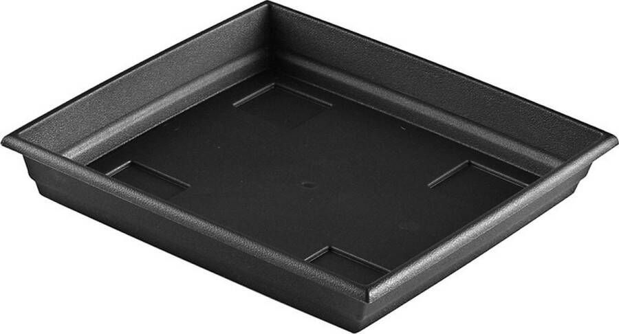 Hega hogar Bloempot plantenpot antraciet grijs onderschaal opvangbord kunststof diameter 35 cm