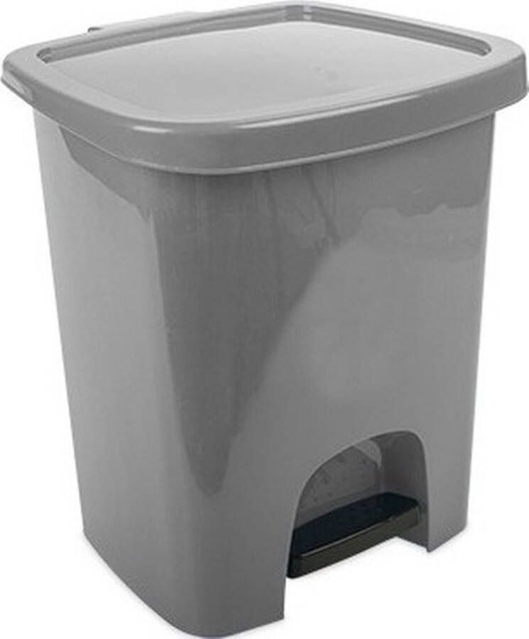 Hega hogar Grijze pedaalemmer vuilnisbak prullenbak 6 liter 21 x 23 x 29 cm Kunststof plastic vuilnisemmer- Dameshygiene afvalbak voor toilet badkamer