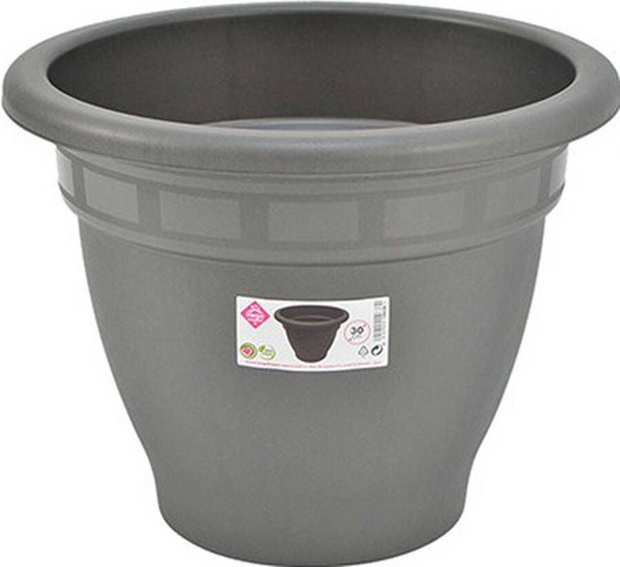 Hega hogar Grijze ronde plantenpot bloempot Redonda 30 cm kunststof Onbreekbare plantenbakken bloembakken Tuin decoraties