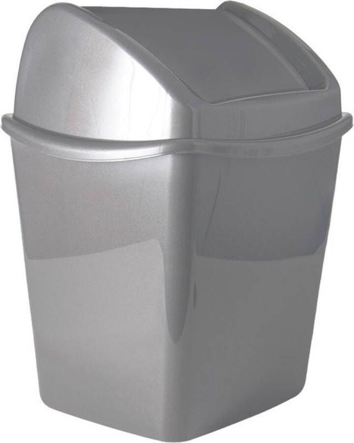 Hega hogar Grijze vuilnisbak afvalbak met klepdeksel 1 liter Kleine vuilnisbakjes afvalbakjes prullenbakjes
