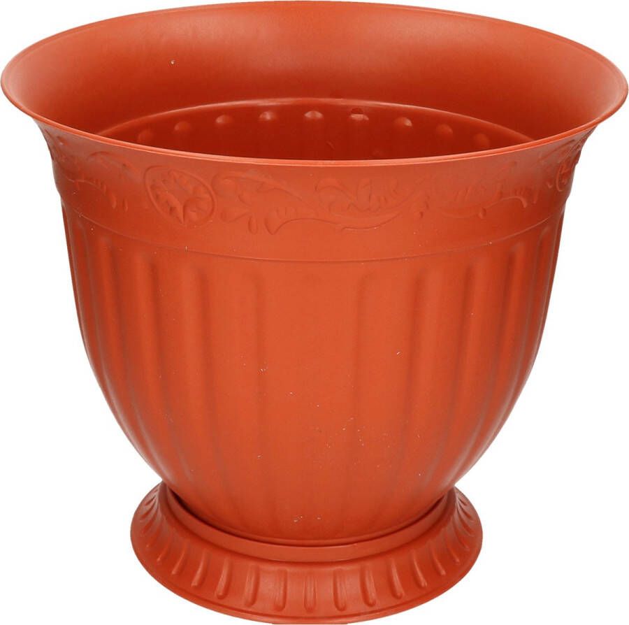 Hega Hogar Terracotta Ronde Plantenpot bloempot Grecia 30 X 34 Cm Met Schaal Kunststof Plantenpotten