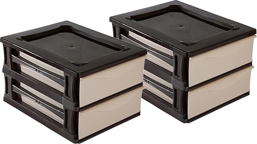Hega hogar Ladeblokje bureau organizer 2x lade bruin beige L26 x B35 x H20 cm kunststof