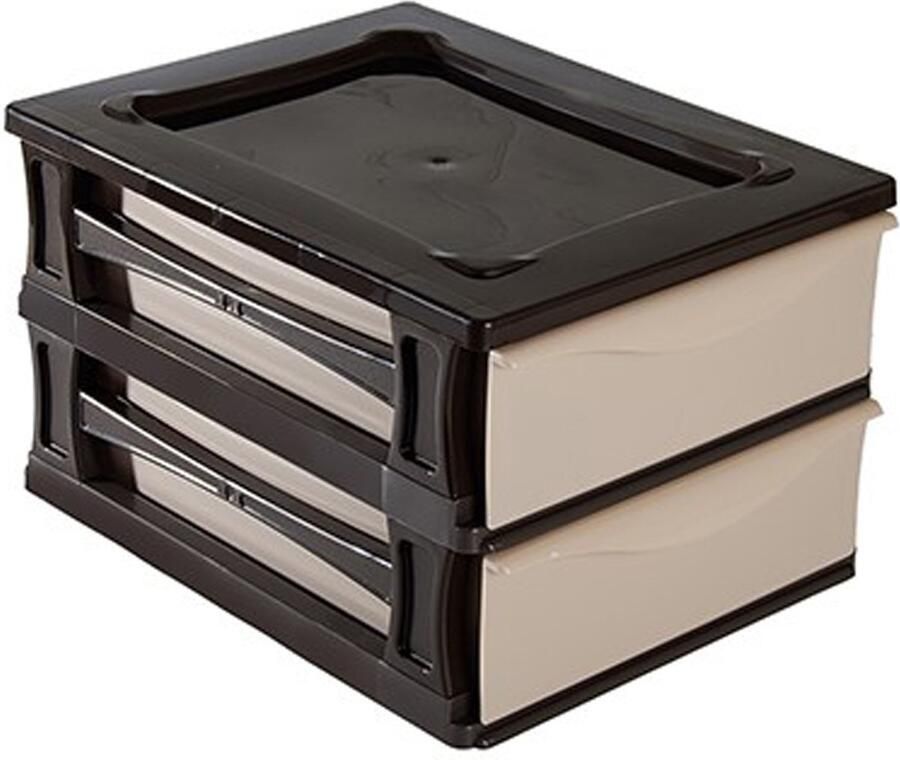 Hega hogar Ladeblokje bureau organizer 2x lade bruin beige L26 x B35 x H20 cm kunststof