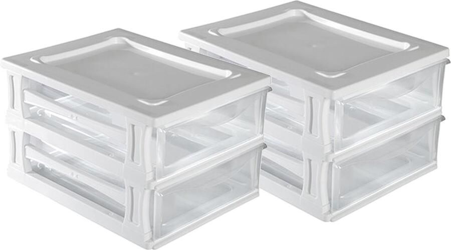Hega hogar Ladeblokje bureau organizer 2x lade wit transparant L26 x B35 x H20 cm kunststof
