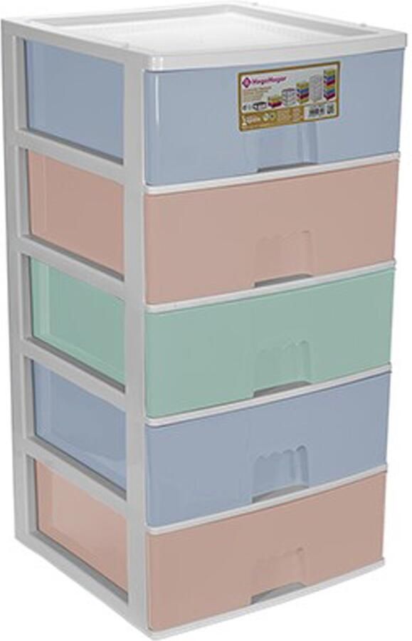 Hega hogar Ladeblokje bureau organizer 5x lade multi kleuren L38 x B38 x H72 cm kunststof ladekastje
