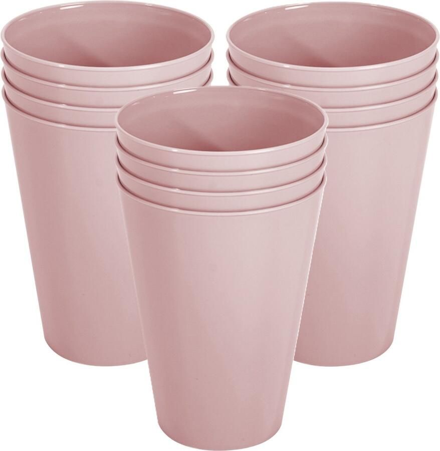 Hega hogar Onbreekbare drinkglazen set 12x stuks kunststof lichtroze 430 ml camping outdoor kinderen limonade glazen