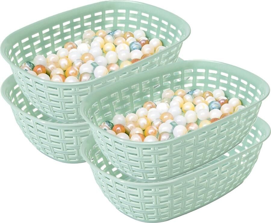 Hega hogar Opbergmandje kastmandje 4x mintgroen 2 liter kunststof 18 x 25 x 7 cm kleine opslag bakjes manden