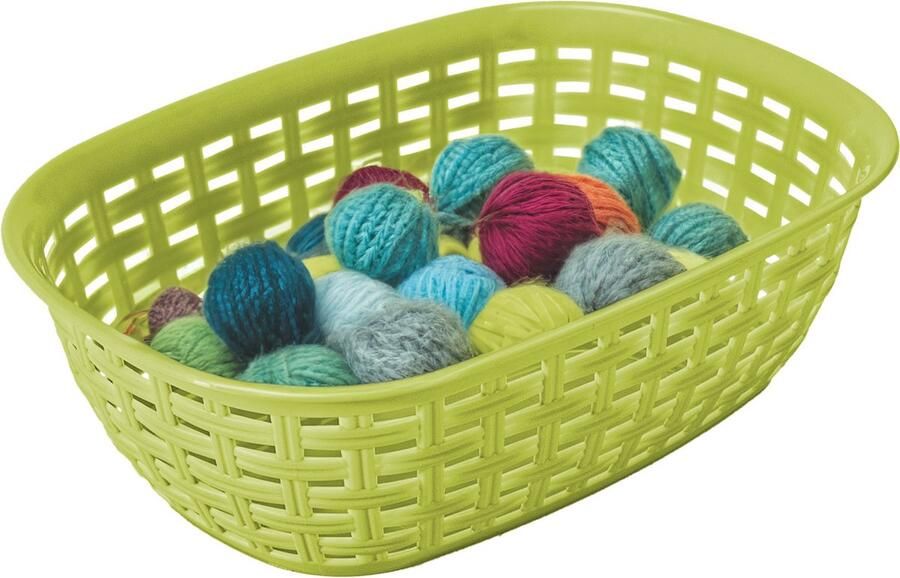 Hega hogar Opbergmandje kastmandje limegroen 2 liter kunststof 18 x 25 x 7 cm kleine opslag bakjes manden