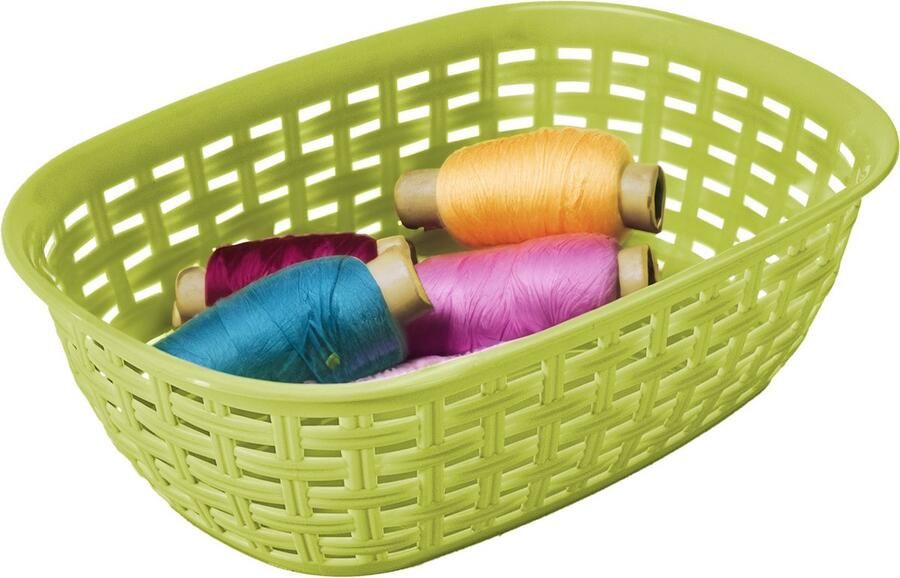 Hega hogar Opbergmandje kastmandje limegroen 3 liter kunststof 21 x 30 x 7 cm kleine opslag bakjes manden