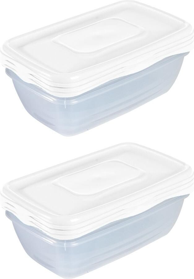 Hega hogar Vershoudbakjes 6x stuks 0.9 liter transparant wit L20 x B12 x H8 cm Mealprep