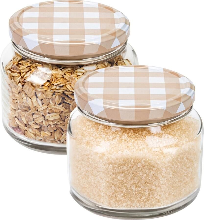 Hega hogar Weckpot voorraadpot Classico 2x 600 ml kunststof beige D10 x H9 cm