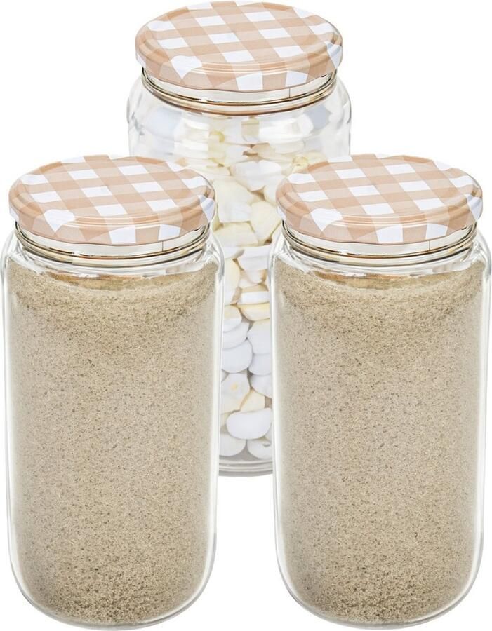 Hega hogar Weckpot voorraadpot Classico 3x 950 ml kunststof beige D8 x H17 cm