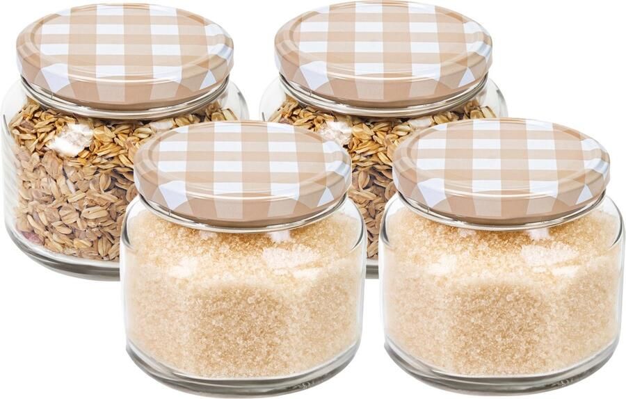 Hega hogar Weckpot voorraadpot Classico 4x 600 ml kunststof- beige D10 x H9 cm