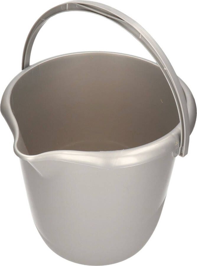 Hega hogar Huishoud schoonmaakemmer van 10 liter met diameter 28 cm en hoogte van 26 cm grijs