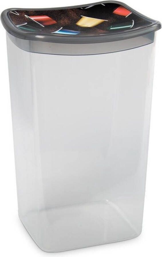 Hega hogar Koffiecups plastic bewaarbakje transparant grijs 1 9 liter 13 x 11 x 19 cm Bewaarbakjes voorraadbakjes