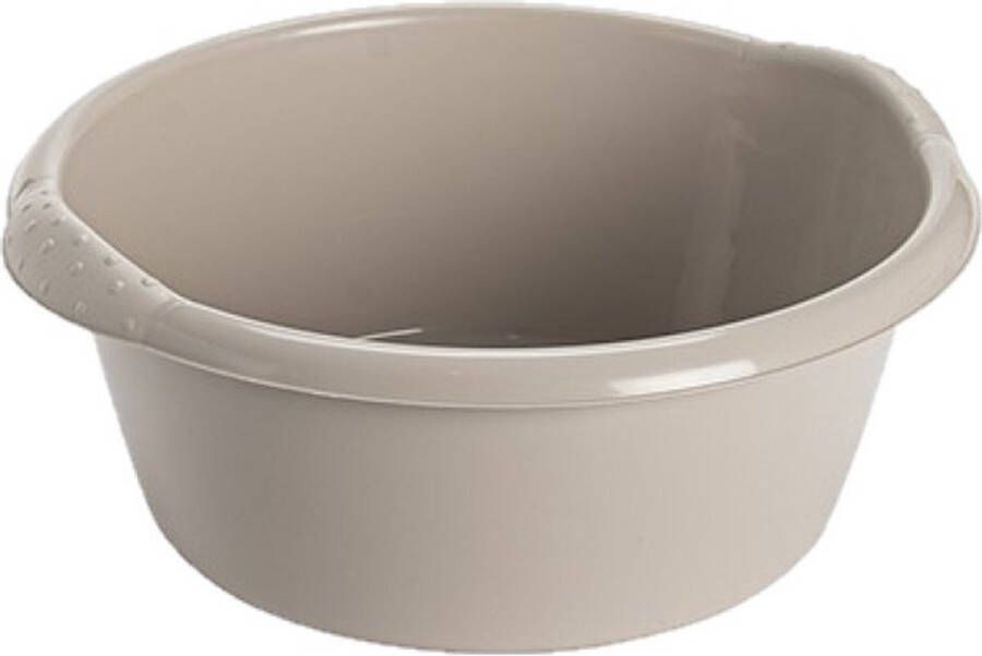 Hega hogar Kunststof plastic afwas teiltje afwasbak rond 15 liter zacht beige Diameter 42 cm x Hoogte 17 cm Schoonmaak huishouden