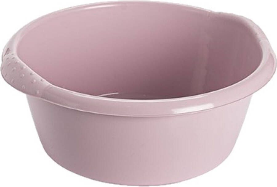 Hega hogar Kunststof plastic afwas teiltje afwasbak rond 20 liter zacht roze Diameter 47 cm x Hoogte 19 cm Schoonmaak huishouden