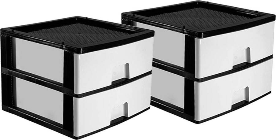 Hega hogar Ladeblokje bureau organizer 2x lade antraciet wit L38 x B38 x H30 cm kunststof