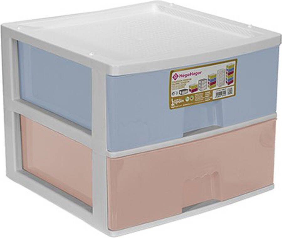 Hega hogar Ladeblokje bureau organizer 2x lade multi kleuren L38 x B38 x H30 cm kunststof ladekastje