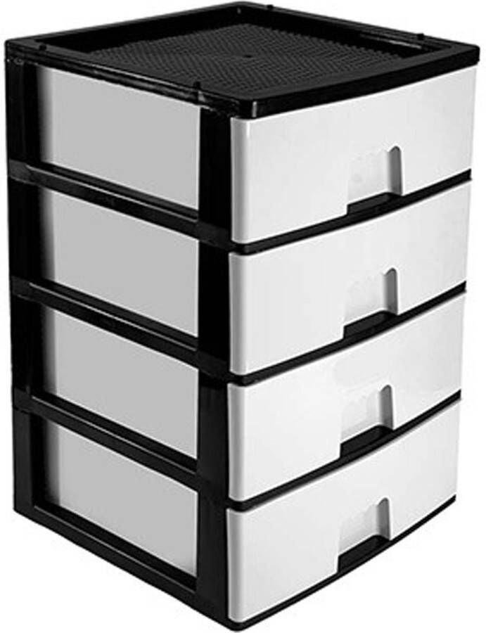 Hega hogar Ladeblokje bureau organizer 4x lade antraciet wit L38 x B38 x H58 cm kunststof ladekastje