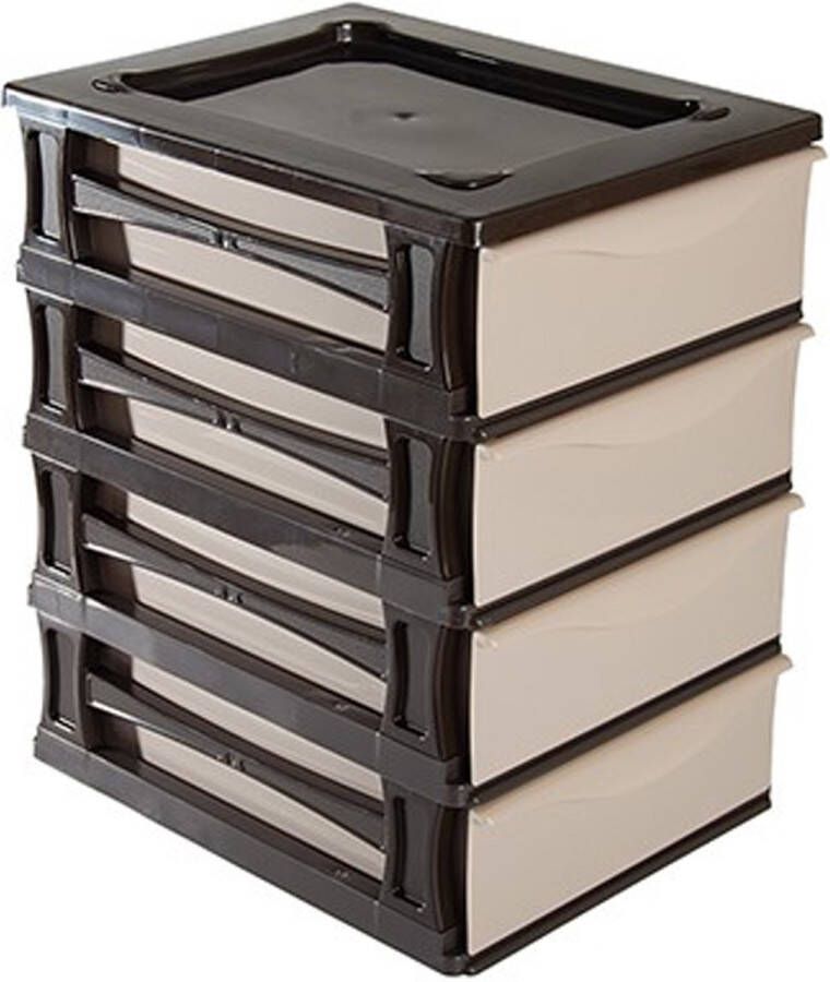 Hega hogar Ladeblokje bureau organizer 4x lade bruin beige L26 x B35 x H39 cm kunststof