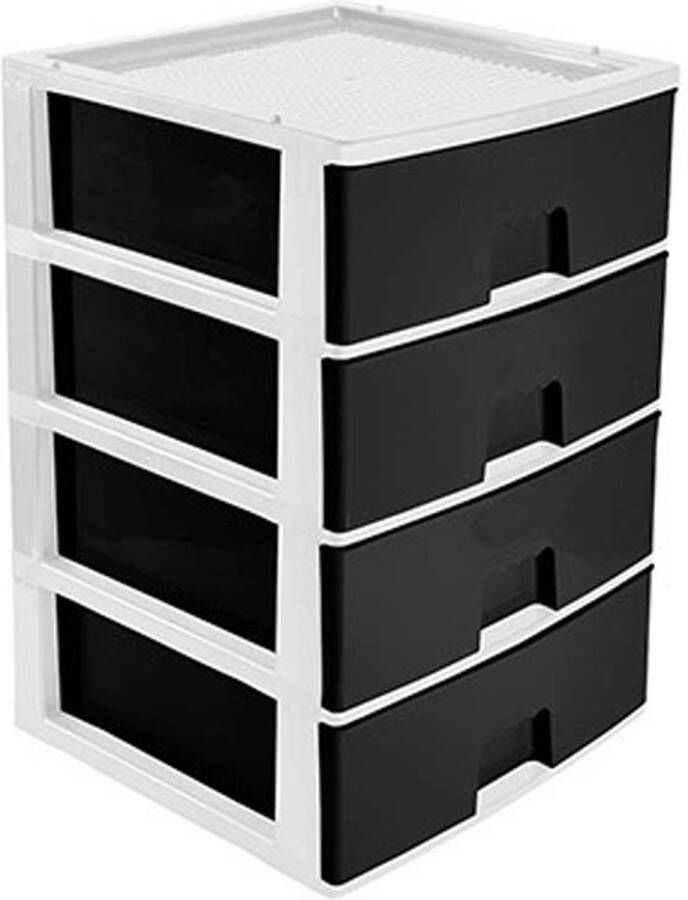 Hega hogar Ladeblokje bureau organizer 4x lade wit antraciet L38 x B38 x H58 cm kunststof ladekastje